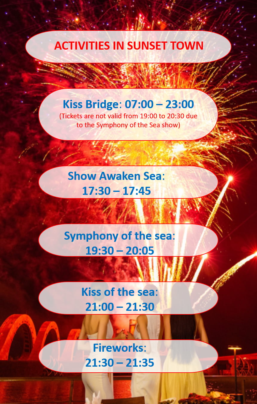 Outdoor sea-based stadium for Kiss of the Sea show overlooking the Kiss Bridge.